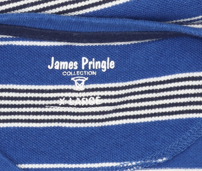 James Pringle Men's Blue XL Striped T-Shirt
