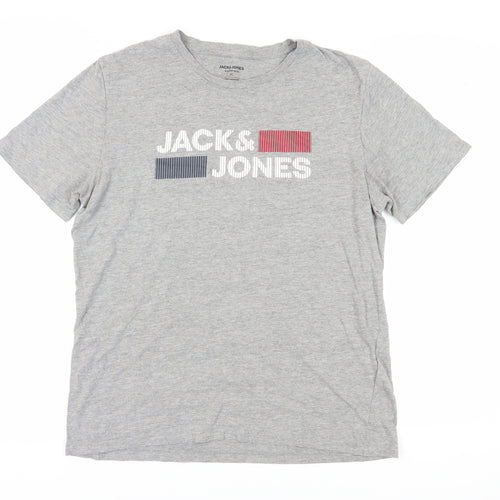Jack & Jones Men's Grey XL Graphic Print T-Shirt