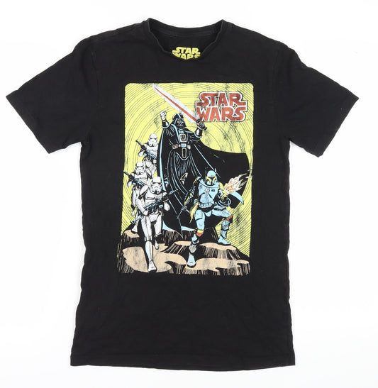 Front view of Star Wars unisex black graphic t-shirt small