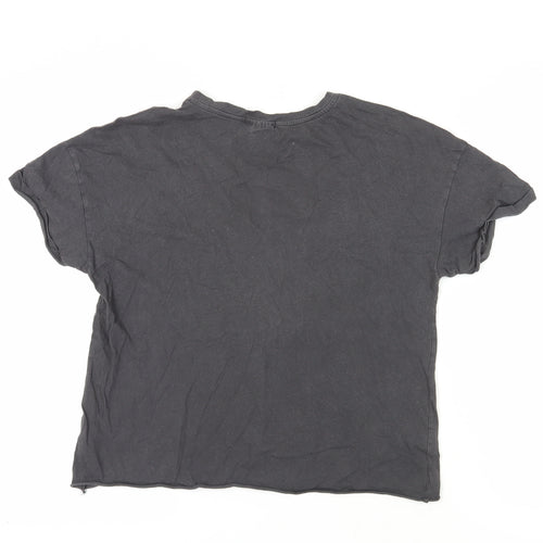 Bershka Unisex Black T-Shirt, S, Basic Crew Neck