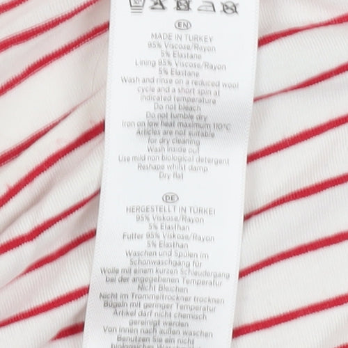 Hobbs Women's Red Striped Jersey T-Shirt, Size M