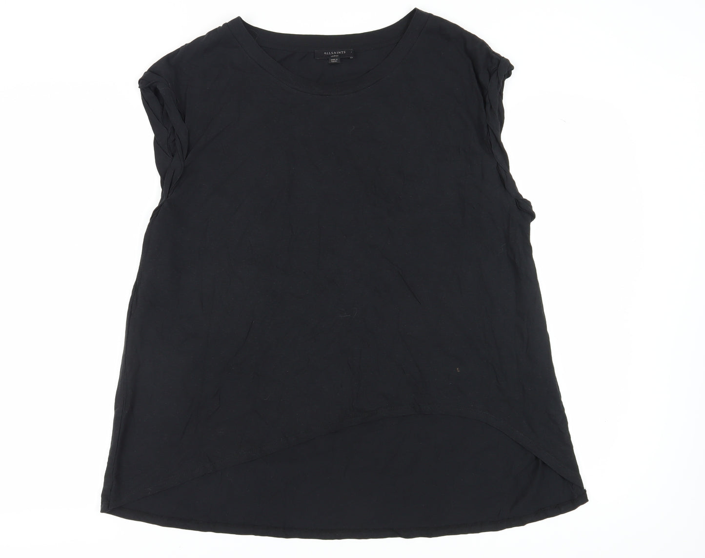 AllSaints Women's Black Sleeveless T-Shirt, L, Classic