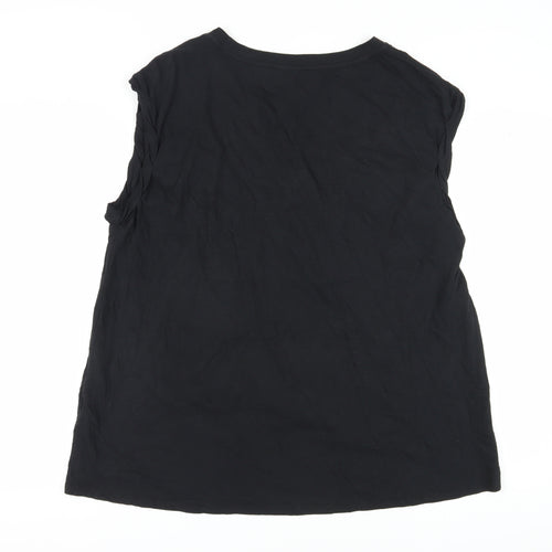 AllSaints Women's Black Sleeveless T-Shirt, L, Classic