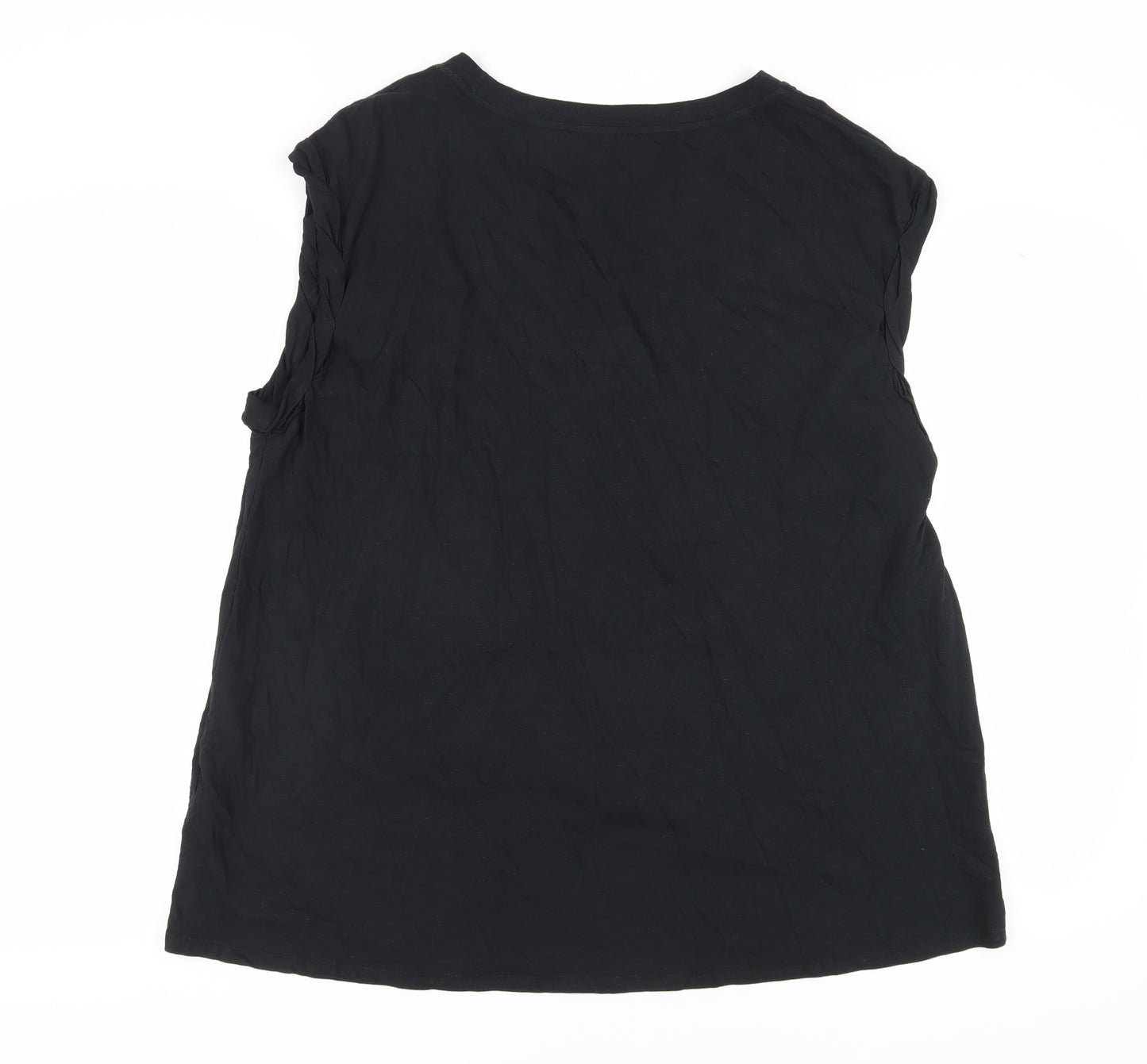 AllSaints Women's Black Sleeveless T-Shirt, L, Classic