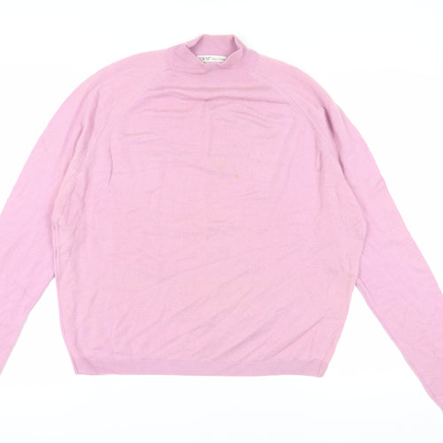 EWM Women's Pink High Neck Wool Jumper, XL, Long Sleeve