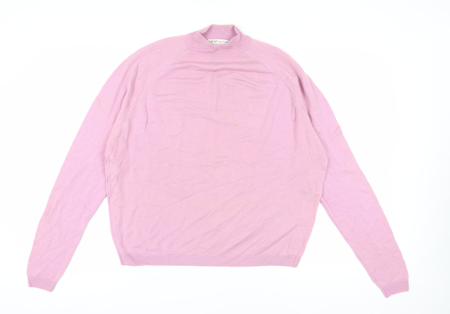 EWM Women's Pink High Neck Wool Jumper, XL, Long Sleeve