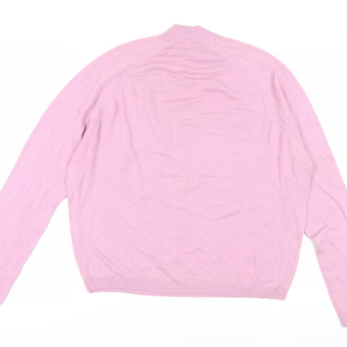 EWM Women's Pink High Neck Wool Jumper, XL, Long Sleeve