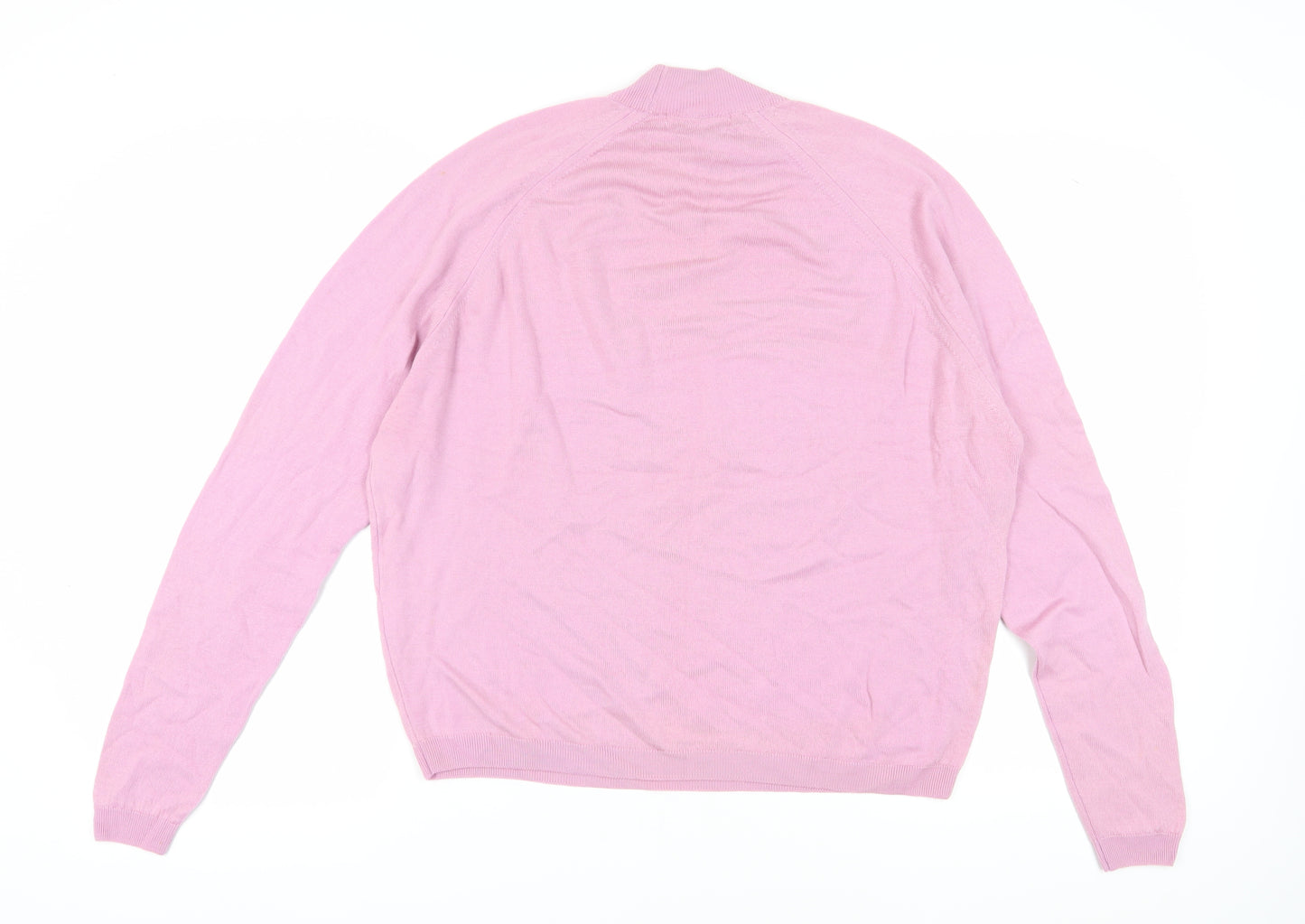 EWM Women's Pink High Neck Wool Jumper, XL, Long Sleeve