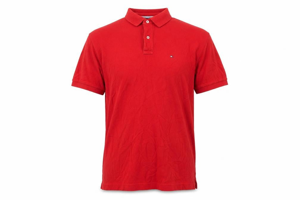 Front view of Tommy Hilfiger Men's Red Slim Fit Polo 2XL