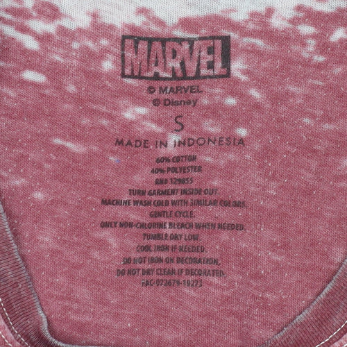 Marvel Unisex Red Rhinestone T-Shirt Small Crew Neck Casual