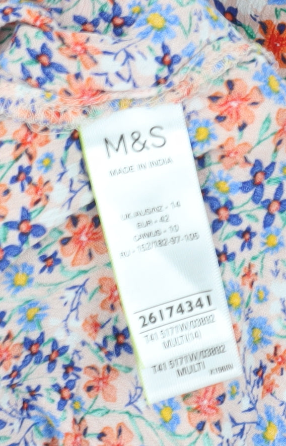 Marks and Spencer Women’s Floral Blouse, Multicoloured, Size 14