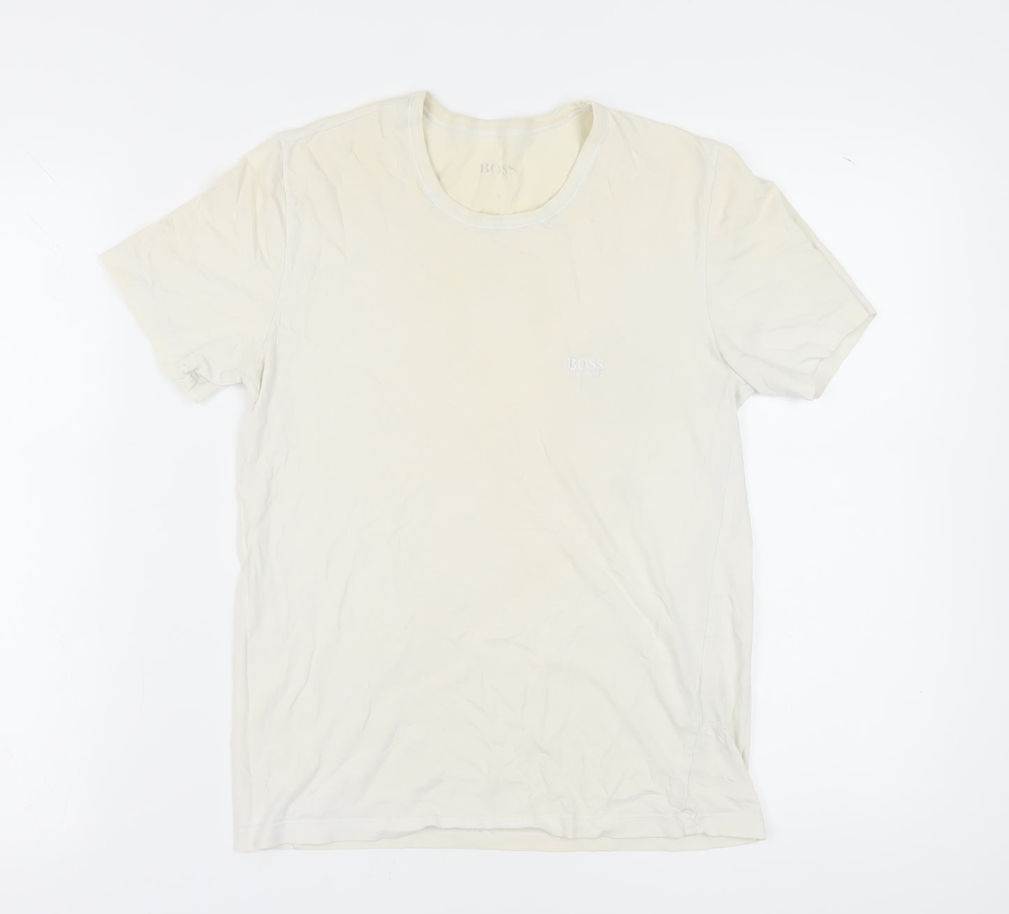 Hugo Boss Men’s Beige Crew Neck T-Shirt, S, 100% Cotton