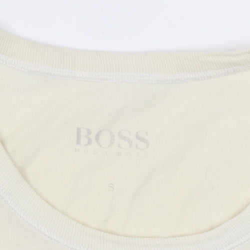 Hugo Boss Men’s Beige Crew Neck T-Shirt, S, 100% Cotton