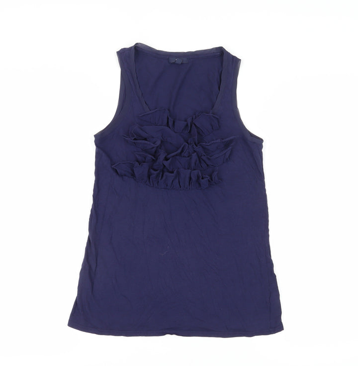 Gap Women's Blue Tank Top - Size S, Stylish Ruffle Detail
