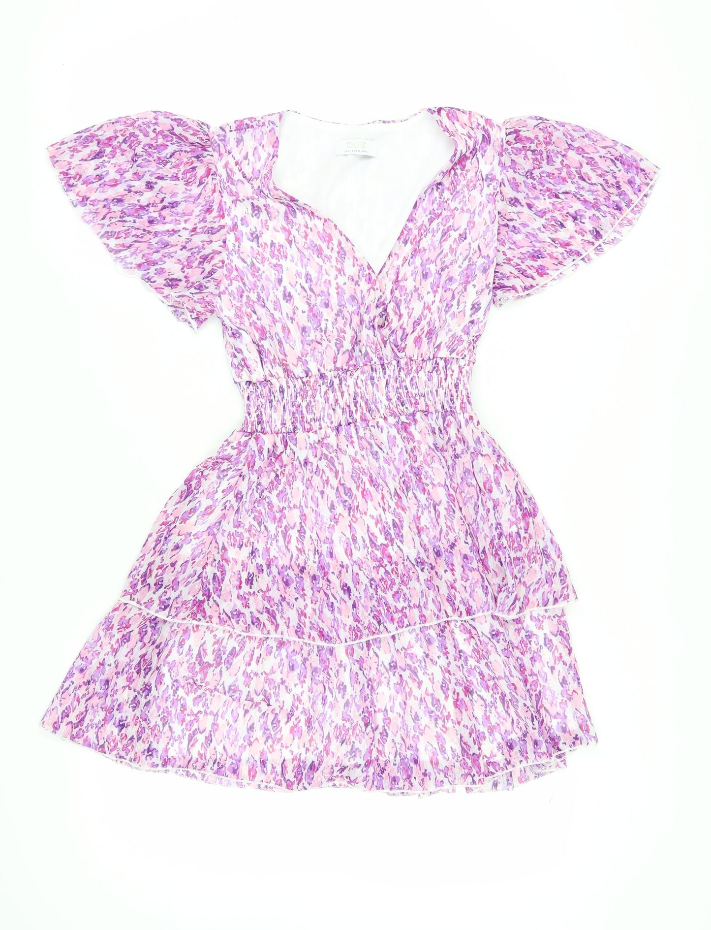 Quiz Women's Pink Flutter Sleeve A-Line Dress