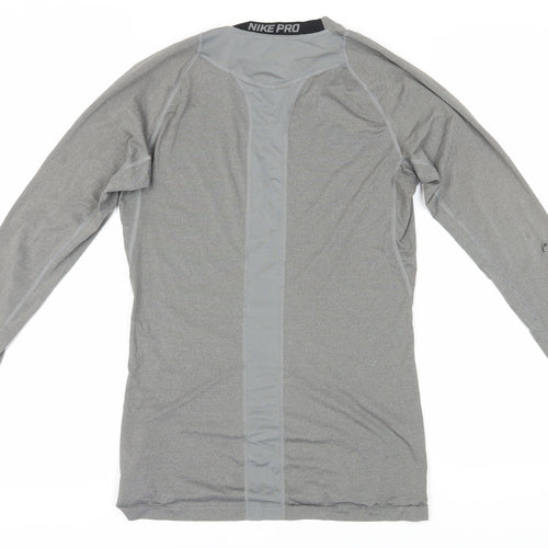Nike Men's Grey Long Sleeve T-Shirt L Slim Fit