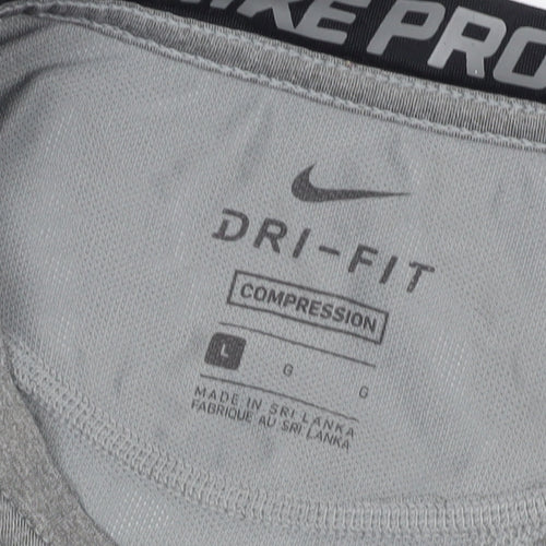 Nike Men's Grey Long Sleeve T-Shirt L Slim Fit