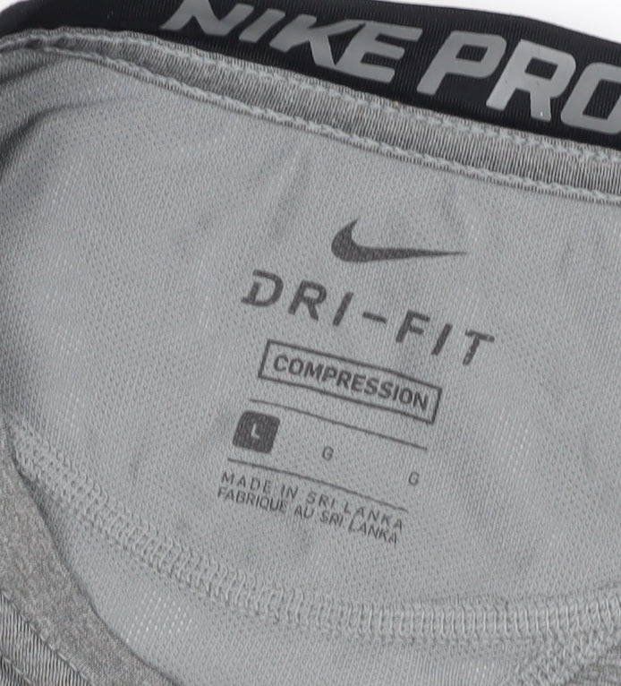 Nike Men's Grey Long Sleeve T-Shirt L Slim Fit