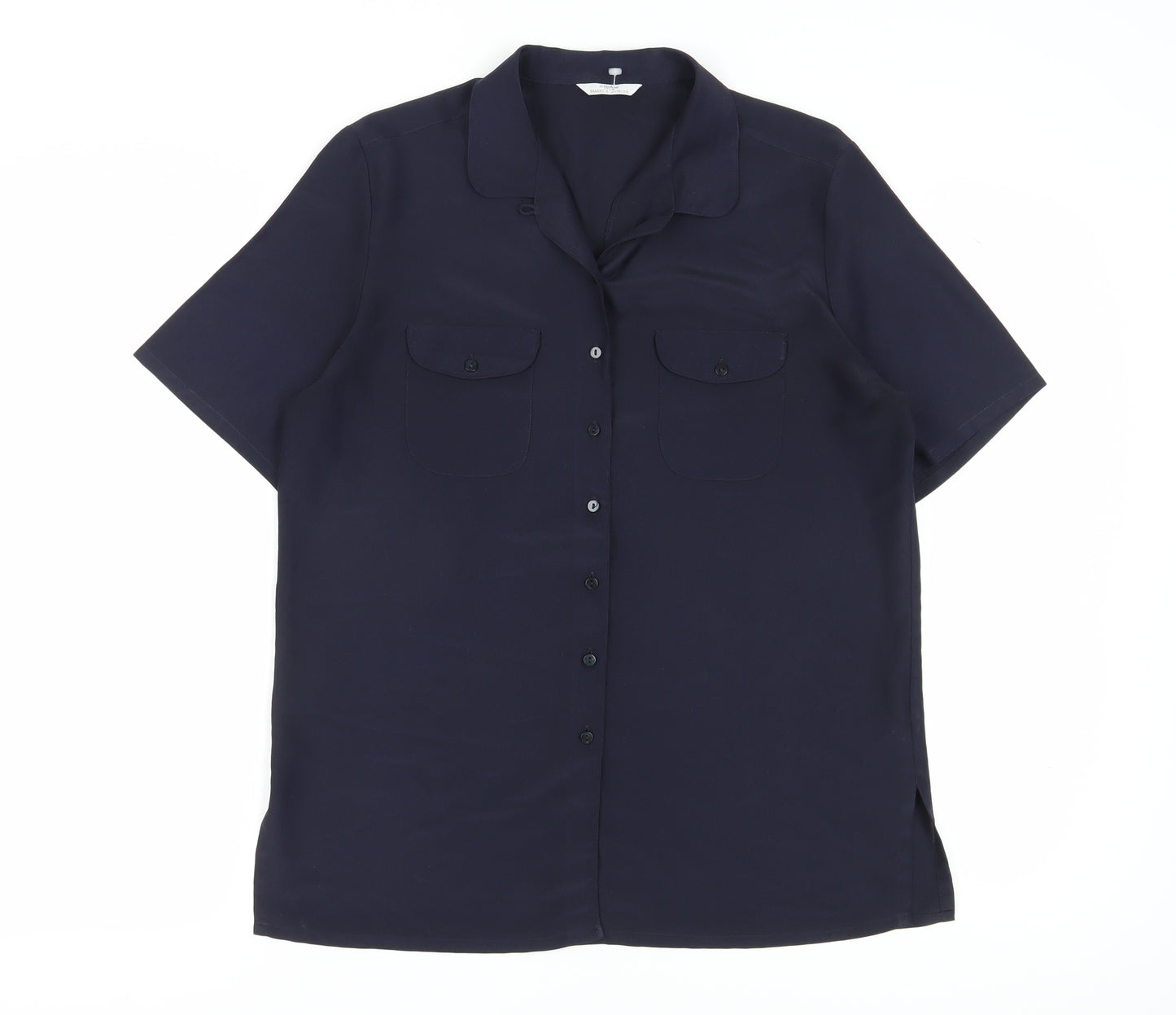Marks and Spencer Women's Blue Button-Up Shirt Size 14