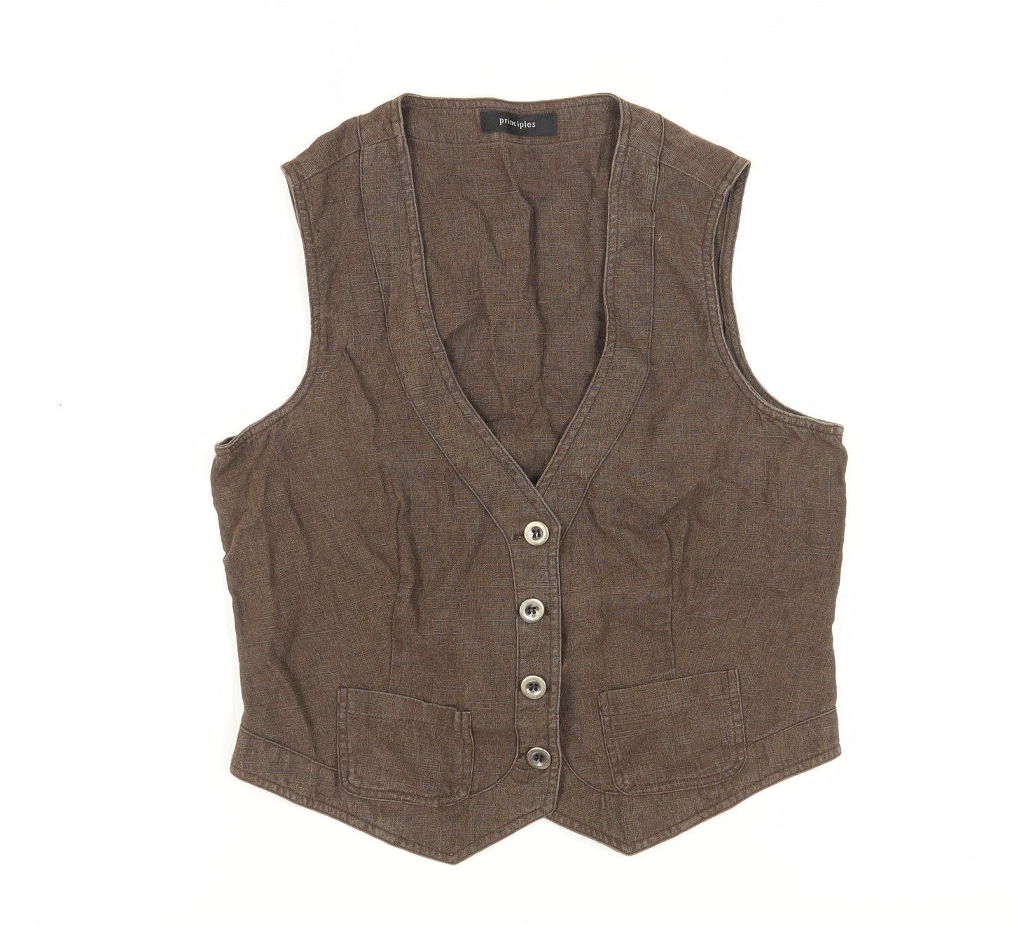 Principles Womens Brown Waistcoat Vest Size 14