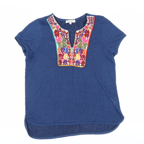 Brave Soul Women's Blue Embroidered T-Shirt M