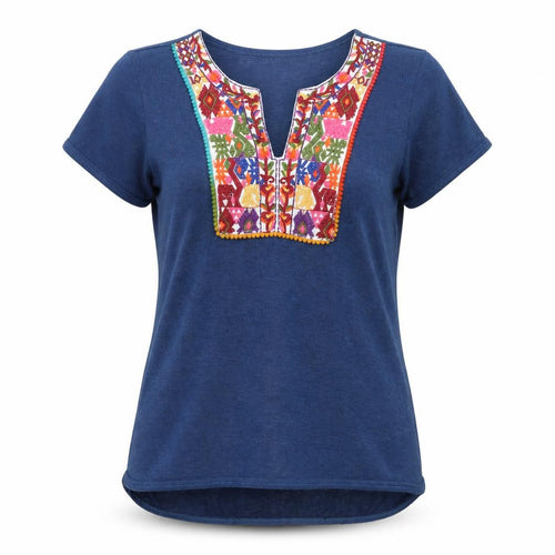 Brave Soul Women's Blue Embroidered T-Shirt M
