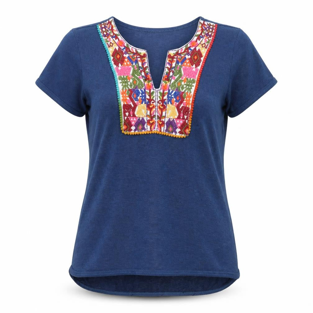 Brave Soul Women's Blue Embroidered T-Shirt M