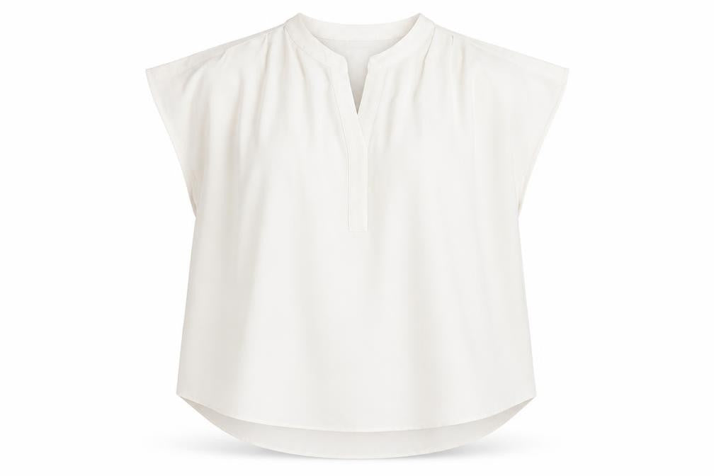 Front view of Soon Women's Ivory Blouse, size 18, Basic Lightweight