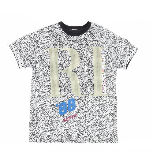 River Island Girls Black White Animal Print T-Shirt 11-12
