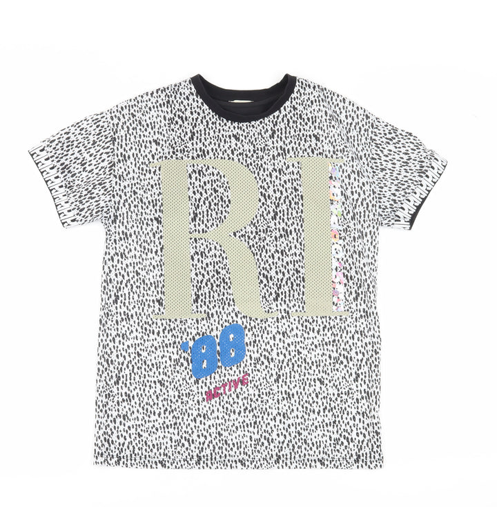 River Island Girls Black White Animal Print T-Shirt 11-12