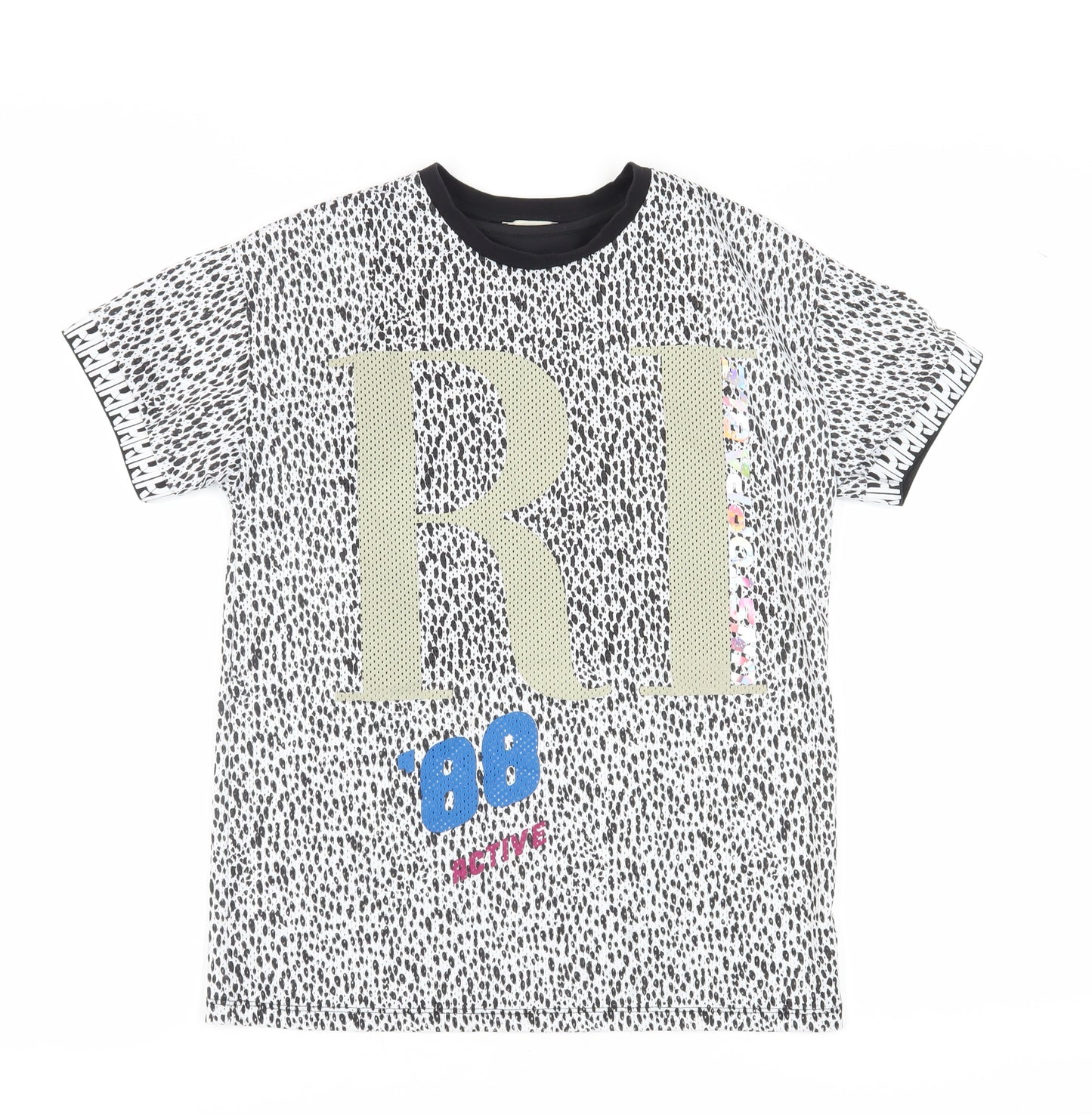 River Island Girls Black White Animal Print T-Shirt 11-12