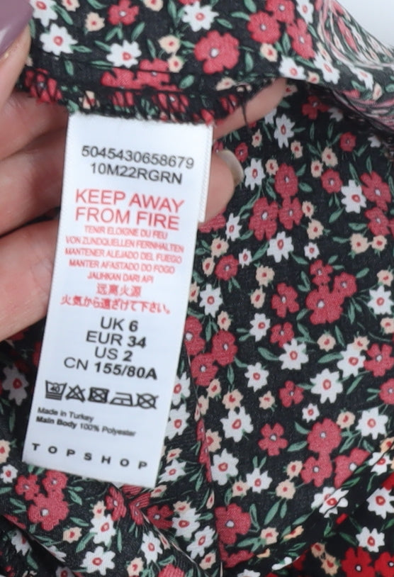 Topshop Women's Multicoloured Floral Shift Dress Size 6