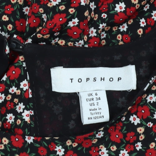 Topshop Women's Multicoloured Floral Shift Dress Size 6