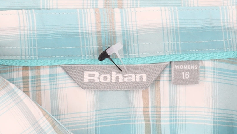 Rohan Women's Blue Plaid Button-Up Shirt Size 16