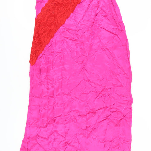 Topshop Women's Pink Lace Slip Dress Size 10