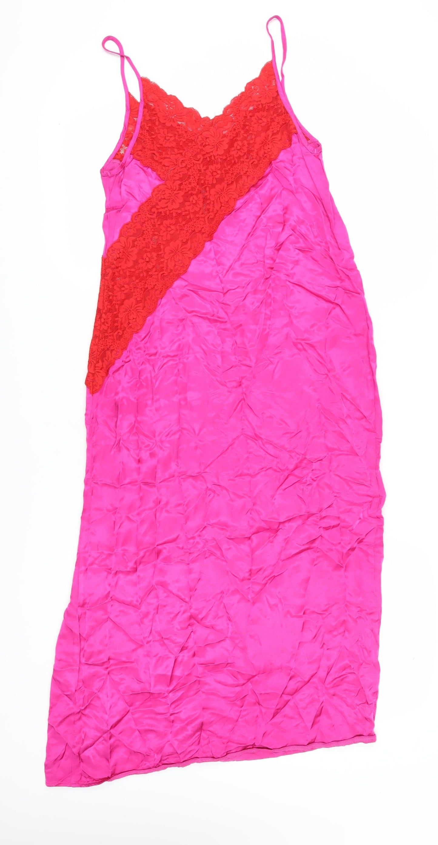 Topshop Women's Pink Lace Slip Dress Size 10