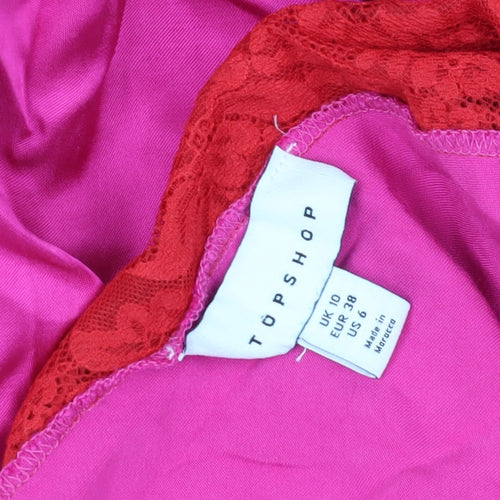 Topshop Women's Pink Lace Slip Dress Size 10