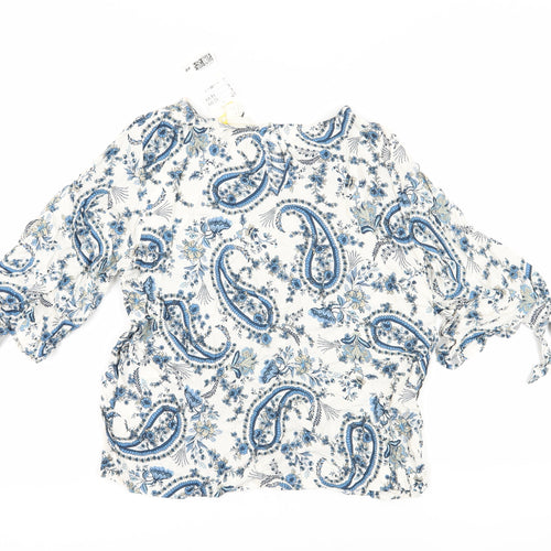 H&M Women's Blue Paisley Tunic Blouse Size 10