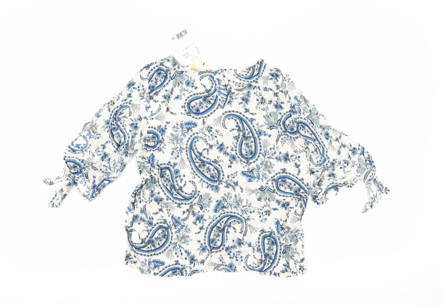 H&M Women's Blue Paisley Tunic Blouse Size 10