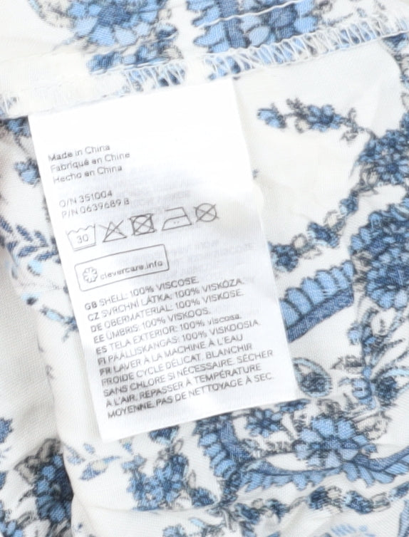 H&M Women's Blue Paisley Tunic Blouse Size 10