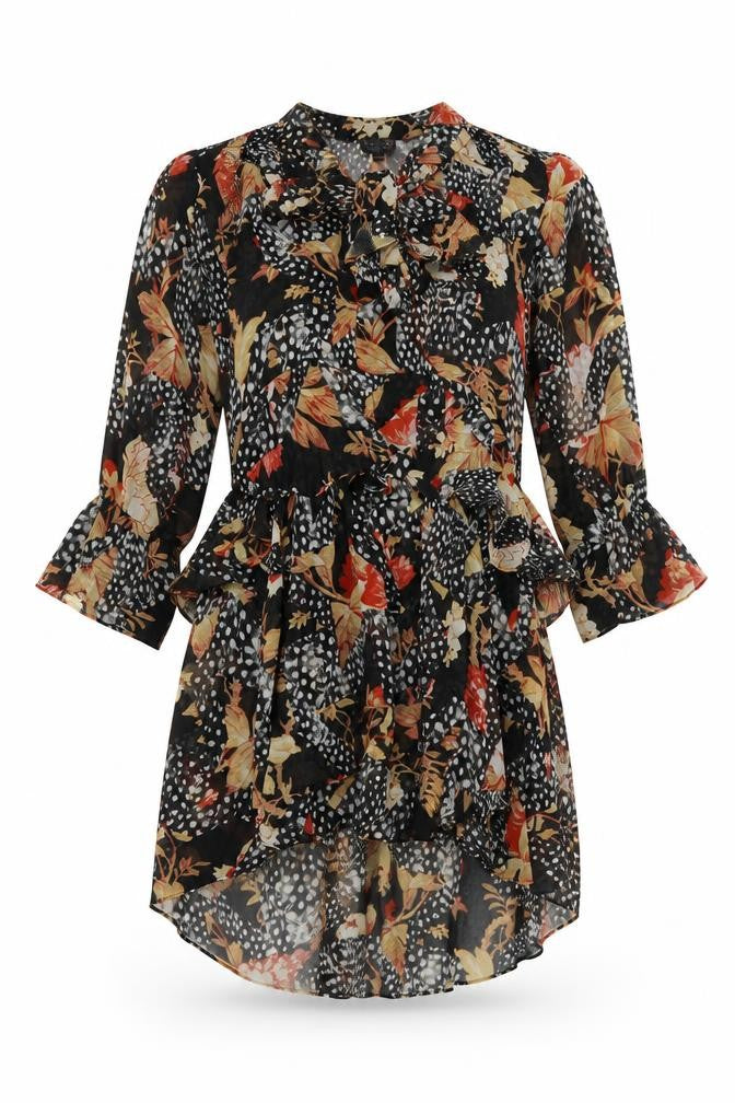 Front view of Topshop Women's Multicoloured Floral Shift Dress, size 6