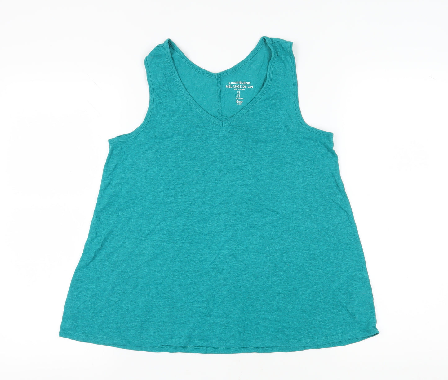 Gap Women's Green V-Neck Linen Blend Tank Top - Size S