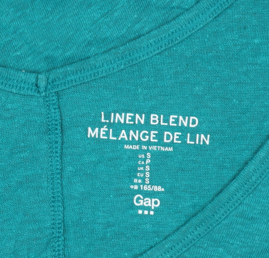 Gap Women's Green V-Neck Linen Blend Tank Top - Size S