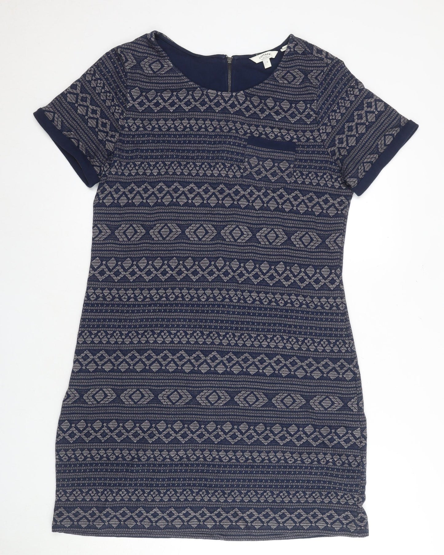FatFace Women's Blue Geometric Sheath Dress Size 14