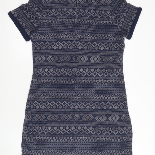 FatFace Women's Blue Geometric Sheath Dress Size 14