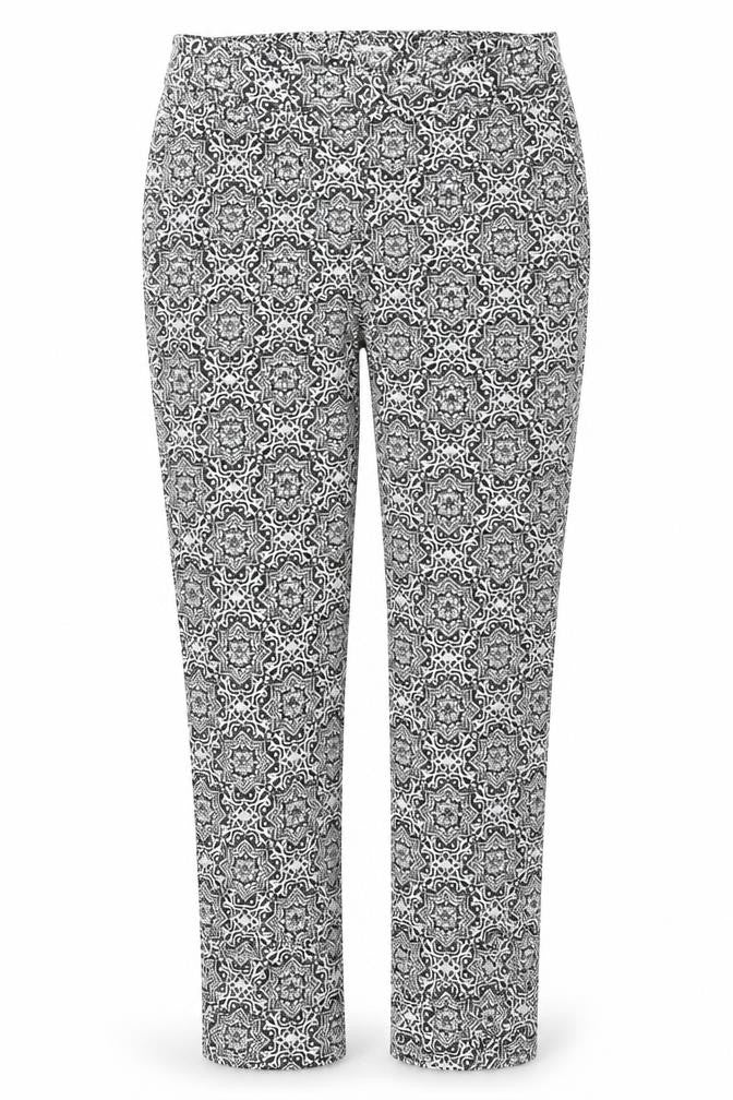 Front view of Monsoon Women's Black Geometric Jegging, size 8