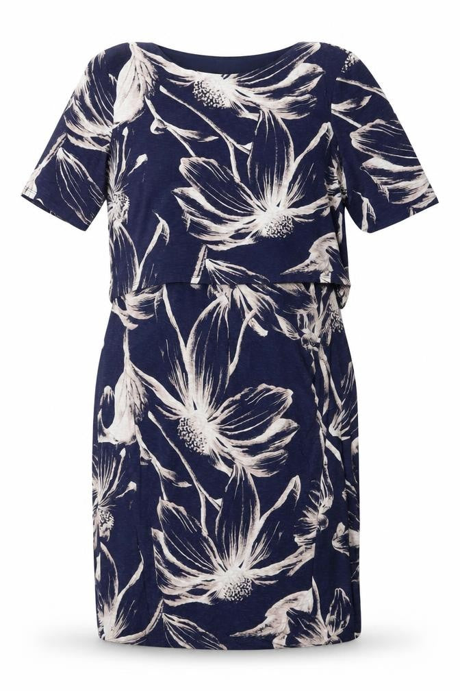 Front view of Jane & Ardy Women's Blue Floral Shift Dress, size 12