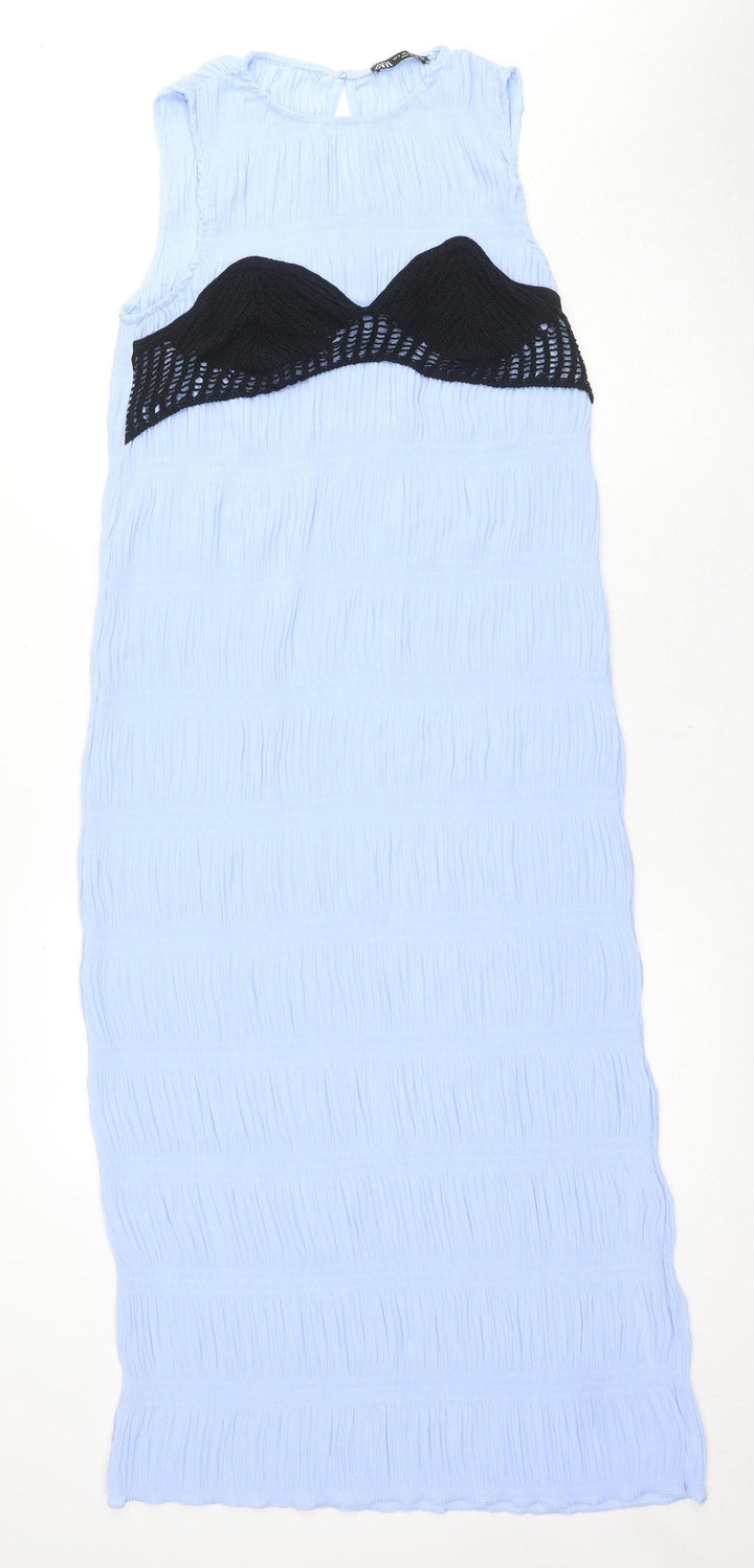 ZARA Women's Blue Shift Sleeveless Dress Size S