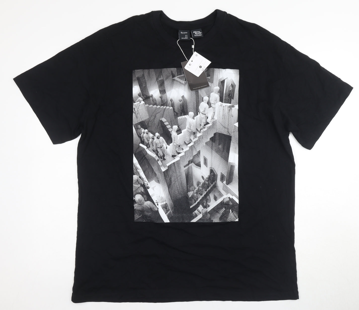Bershka Men's Black Squid Game T-Shirt Size M