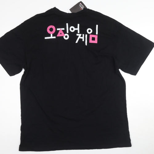 Bershka Men's Black Squid Game T-Shirt Size M